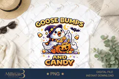 Goose Bumps and Candy PNG, Cute Halloween Goose PNG, Ghost G Product Image 1