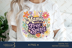 Mama With A Free Spirit PNG, Retro Floral Mom Design, Boho B Product Image 1