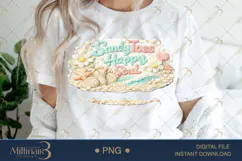 Sandy Toes Happy Soul PNG, Crochet Beach Sublimation Design, Product Image 1