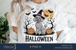 Cute Halloween Poodle PNG |Cute Dog in Witch Hat with Pumpki Product Image 2