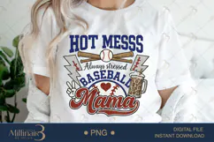 Hot Mess Baseball Mama PNG | Coquette Bow Sports Png Product Image 1