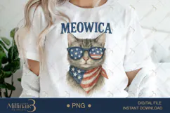 Meowica 4th of July Cute Patriotic Cat |Funny 4th of July Product Image 1