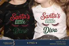 Santa’s Little Diva PNG | Glam Christmas Clipart for Girls | Product Image 2