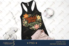 Wild Free Mama PNG, Boho Floral Mom Quote Design, Retro Wild Product Image 2