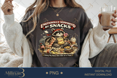 Emotionally Supported by Snacks PNG, Funny Raccoon Sublimati Product Image 2