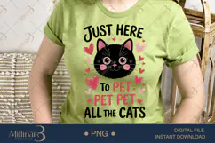 Just Here to Pet All The Cats PNG | Cute Black Cat Clipart w Product Image 2