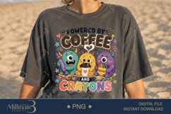 Powered by Coffee and Crayons PNG, Cute Teacher Design with Product Image 2