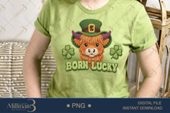 Born Lucky Highland Cow PNG, St Patrick Day Cow Clipart, Product Image 2