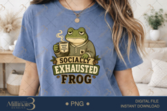 Socially Exhausted Frog PNG, Funny Introvert Coffee Lover Su Product Image 2