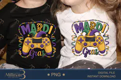 Mardi Gras Gamer PNG, Carnival Gaming Shirt Design with Cont Product Image 2
