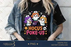 Hocus Poke Us Nurse PNG |Funny Witchy Halloween Sublimation Product Image 2