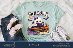 Just a Girl Who Loves Books and Boos PNG, Cute Halloween Boo Product Image 2