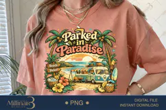 Parked in Paradise PNG, Tropical RV Camping Sublimation Desi Product Image 1
