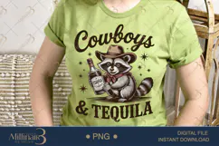 Cowboys & Tequila PNG Cute Raccoon Western Clipart Product Image 2