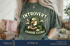 Introvert Goose Club PNG, Funny Book Lover Goose Sublimation Product Image 2