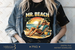 Mr Beach PNG Summer Vacation Man Design, Tropical Sunset Rel Product Image 2