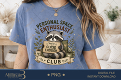 Introvert Space Enthusiast Club PNG, Funny Introvert Raccoon Product Image 2