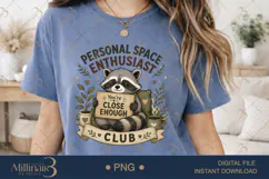 Introvert Space Enthusiast Club PNG, Funny Introvert Raccoon Product Image 2