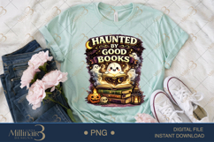 Haunted by Good Books PNG, Cute Halloween Book Lover Design Product Image 2