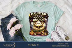 Haunted by Good Books PNG, Cute Halloween Book Lover Design Product Image 2
