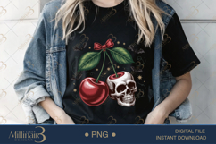 Spooky Skull Cherry Bow Sublimation PNG| Happy Hallowe Product Image 2