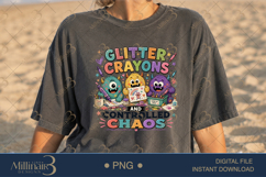 Glitter Crayons and Controlled Chaos PNG, Funny Teacher Desi Product Image 2