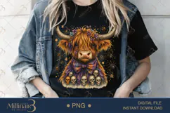 Halloween Highland Cow Sublimation PNG | Happy Halloween Product Image 2