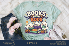 Books and Boos PNG, Cute Ghost Reading Design for Book Lover Product Image 2