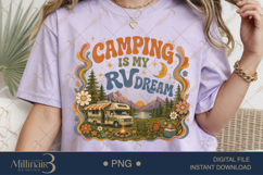 Camping Is My Therapy PNG, Retro RV Camping Sublimation Desi Product Image 2