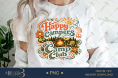 Happy Campers Club PNG, Retro Camping Sublimation Design, Ca Product Image 2
