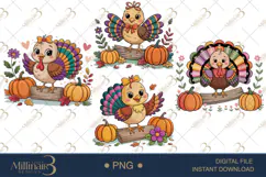 Thanksgiving Wood Sign PNG | Cute Turkey Fall Graphics Product Image 1