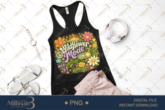 Wildflower Mode On PNG, Retro Boho Floral Design with Sun, W Product Image 2