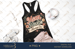 Mom Mode Always On PNG, Retro Floral Mom Quote Design, Funny Product Image 2