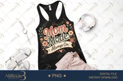 Mom Mode Always On PNG, Retro Floral Mom Quote Design, Funny Product Image 2