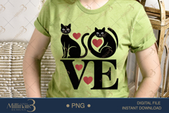 Love Cat PNG | Cute Black Cats with Hearts Clipart Product Image 2