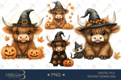 Halloween Highland Cow Clipart Product Image 1