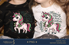 Magically Festive Christmas Unicorn PNG | Cute Sublimation C Product Image 2