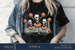 Cheerleader Skeletons Halloween PNG| Halloween Cat Reading Product Image 2