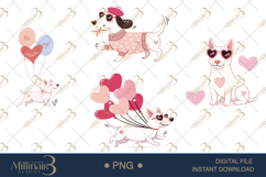 Funny Bull Terriers in Love Valentine Dog Clipart Product Image 1