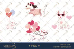 Funny Bull Terriers in Love Valentine Dog Clipart Product Image 1