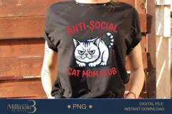 Anti-Social Cat Mom Club PNG | Grumpy Cat Clipart Product Image 2