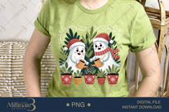Christmas Ghost Clipart PNG | Cute Watering Plant Ghosts Product Image 2