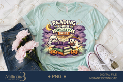 Reading Under Ghostly Skies PNG, Cute Halloween Reading Ghos Product Image 2