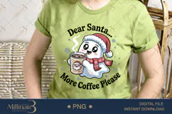 Christmas Ghost Coffee Lover PNG | Cute Holiday Clipart Product Image 2
