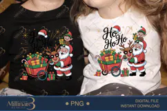 Cute Santa and Reindeer Christmas PNG | Elf with Gifts Holid Product Image 2