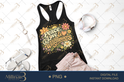 Peace Love Wildflowers PNG, Retro Watercolor Floral Design, Product Image 2