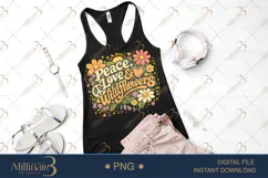 Peace Love Wildflowers PNG, Retro Watercolor Floral Design, Product Image 2