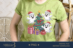 Cute Ghost Christmas PNG | Holiday Clipart with Santa Hat Gh Product Image 2