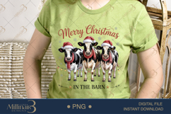 Christmas in the Barn Cow PNG | Cute Cows with Santa Hats &amp; Product Image 2