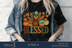 Thanksgiving PNG Blessed Turkey Design for Sublimation Product Image 2
